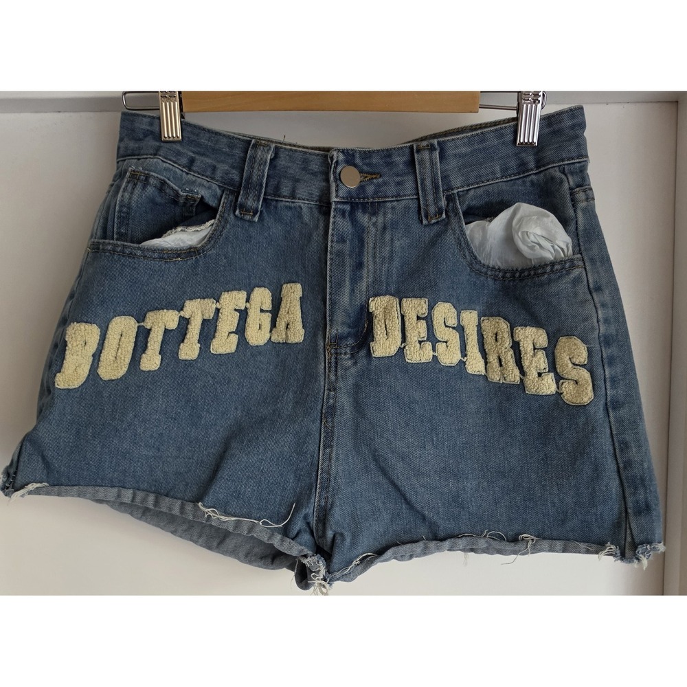 Bottega Desires Women Denim Shorts Size L Blue Cut-Off Jean Bermuda Casual